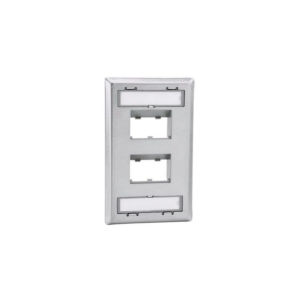 Panduit FACEPLATE, 4 PORT, SINGLE, GANG SLOPED RECESSED, STAINLESS CFPSL4S - main